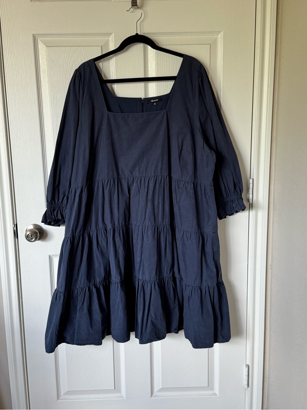 Blue Madewell lined tiered mini dress